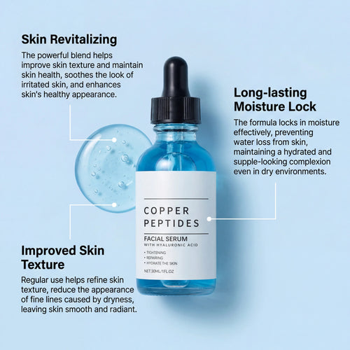 Copper Titanium Essence Hyaluronic Acid Serum for Sensitive Dry Moisturizing Brightening Soothing Face Skin Care Essence